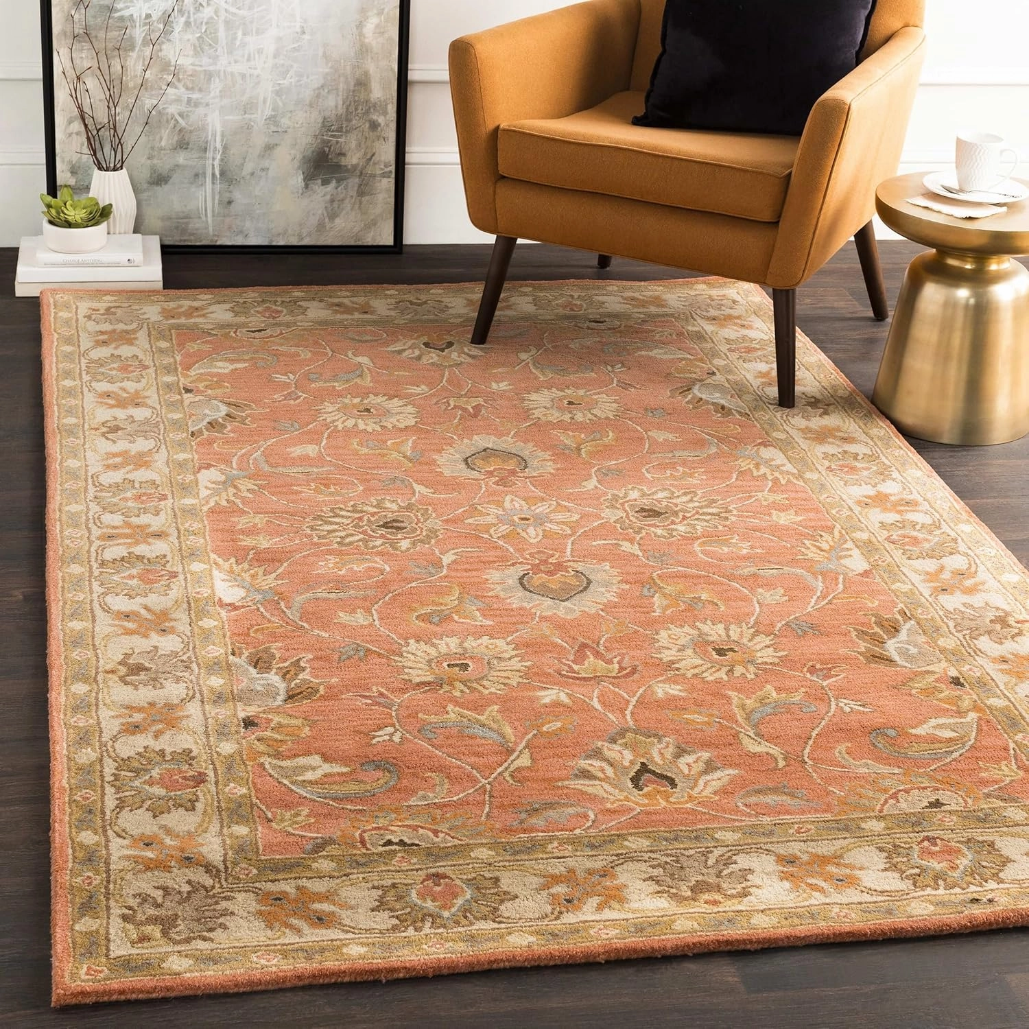 Mark&Day Wool Rugs, 5x8 Paris Traditional Burnt Orange Area Rug, Orange Beige Carpet for Living Room, Bedroom or Kitchen (5' x 8')