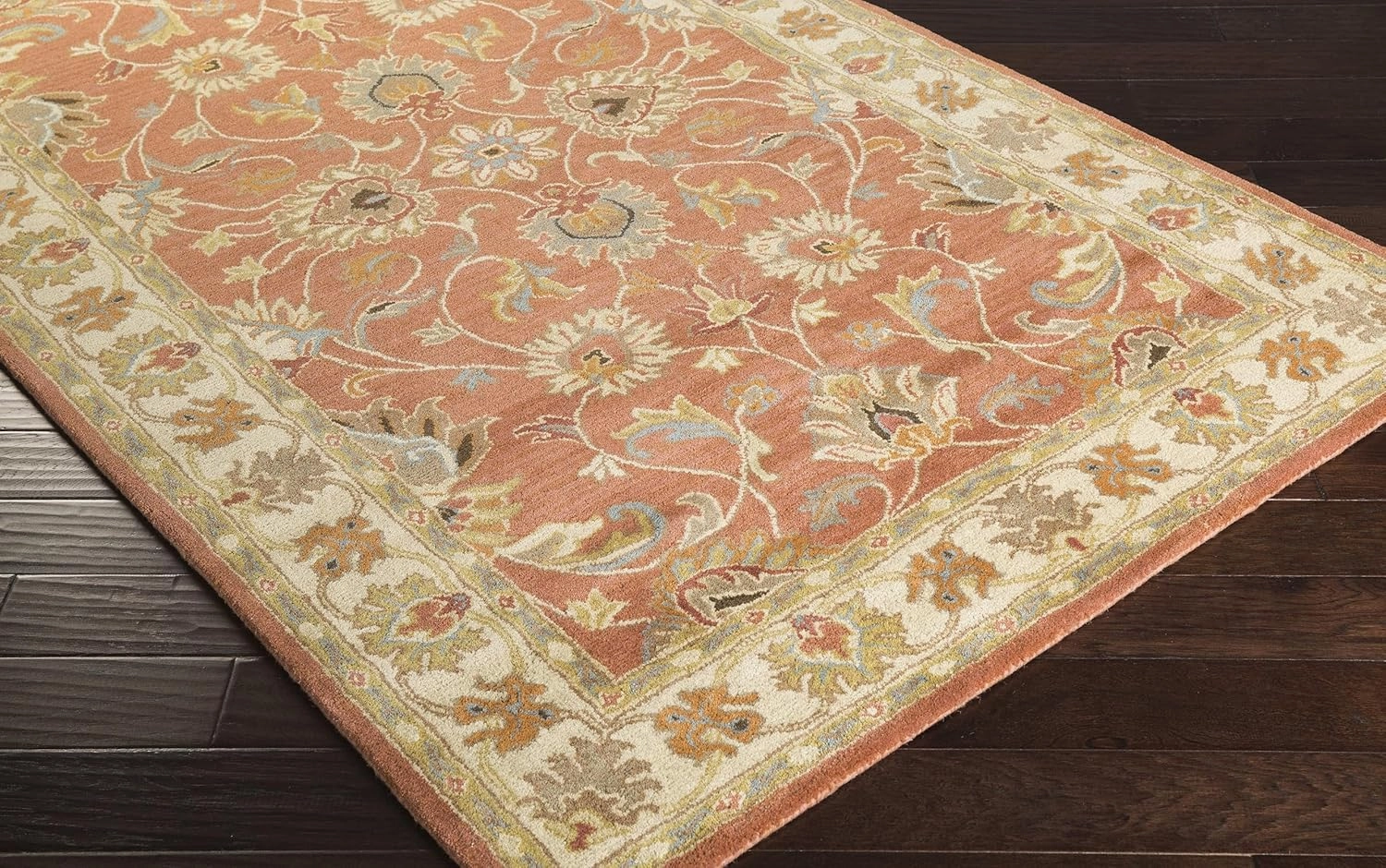 Mark&Day Wool Rugs, 5x8 Paris Traditional Burnt Orange Area Rug, Orange Beige Carpet for Living Room, Bedroom or Kitchen (5' x 8')