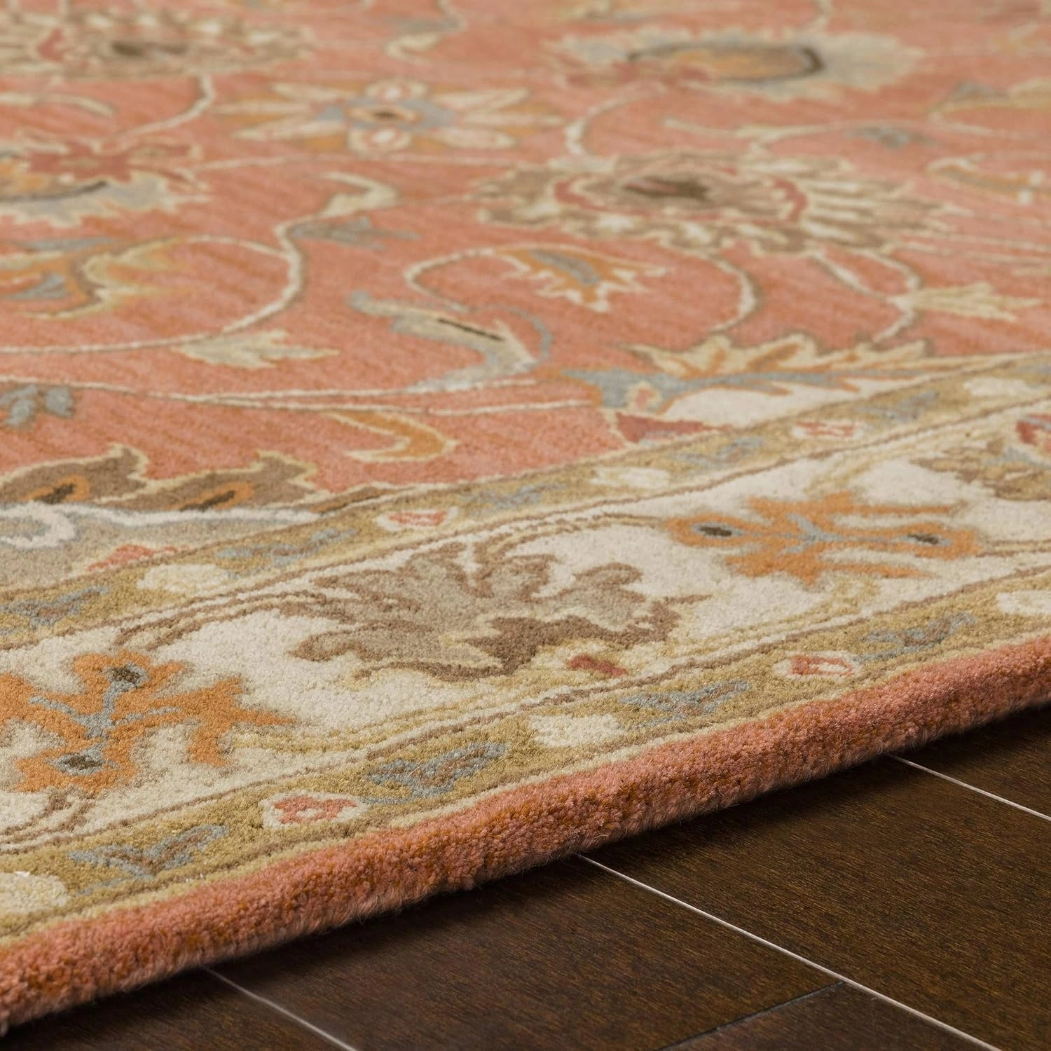 Mark&Day Wool Rugs, 5x8 Paris Traditional Burnt Orange Area Rug, Orange Beige Carpet for Living Room, Bedroom or Kitchen (5' x 8')