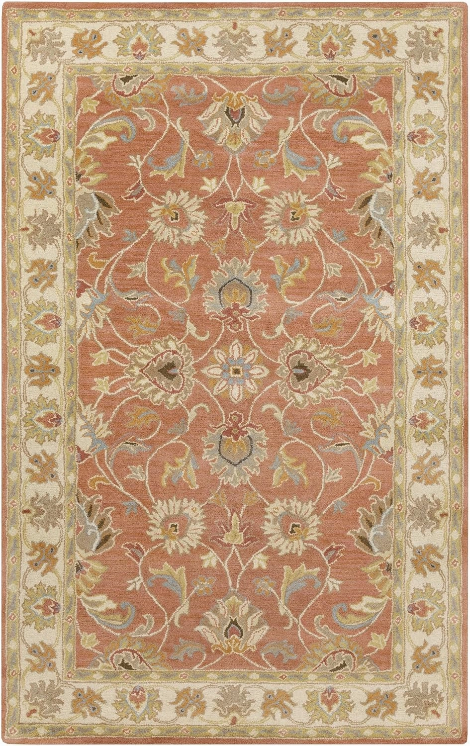Mark&Day Wool Rugs, 5x8 Paris Traditional Burnt Orange Area Rug, Orange Beige Carpet for Living Room, Bedroom or Kitchen (5' x 8')