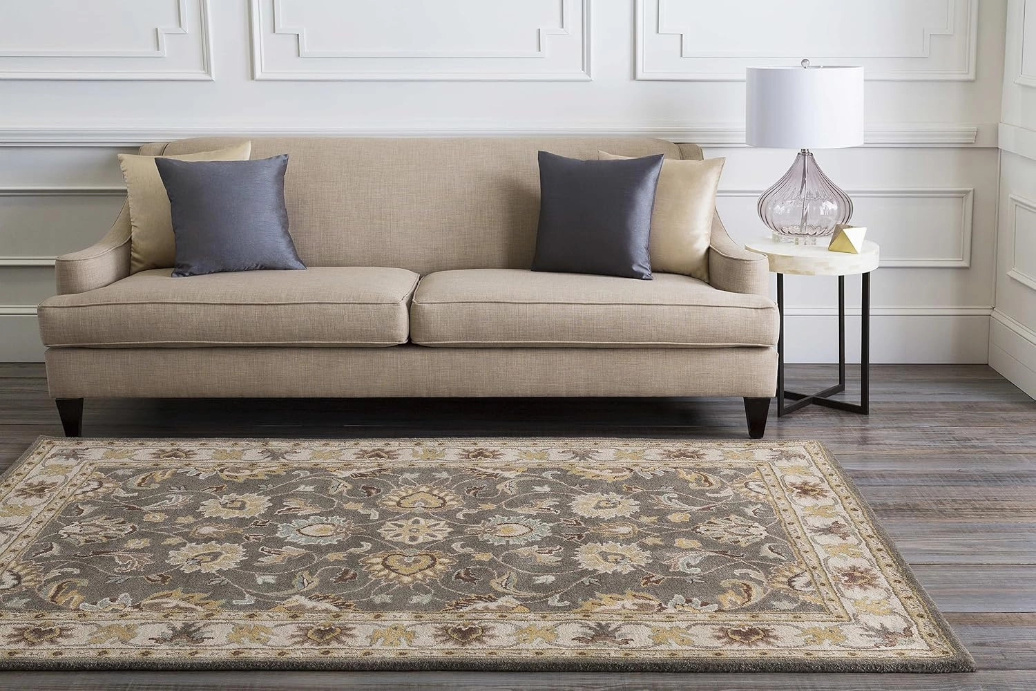 Mark&Day Wool Rugs, 5x8 Paris Traditional Khaki Area Rug, Brown White Beige Carpet for Living Room, Bedroom or Kitchen (5' x 8')