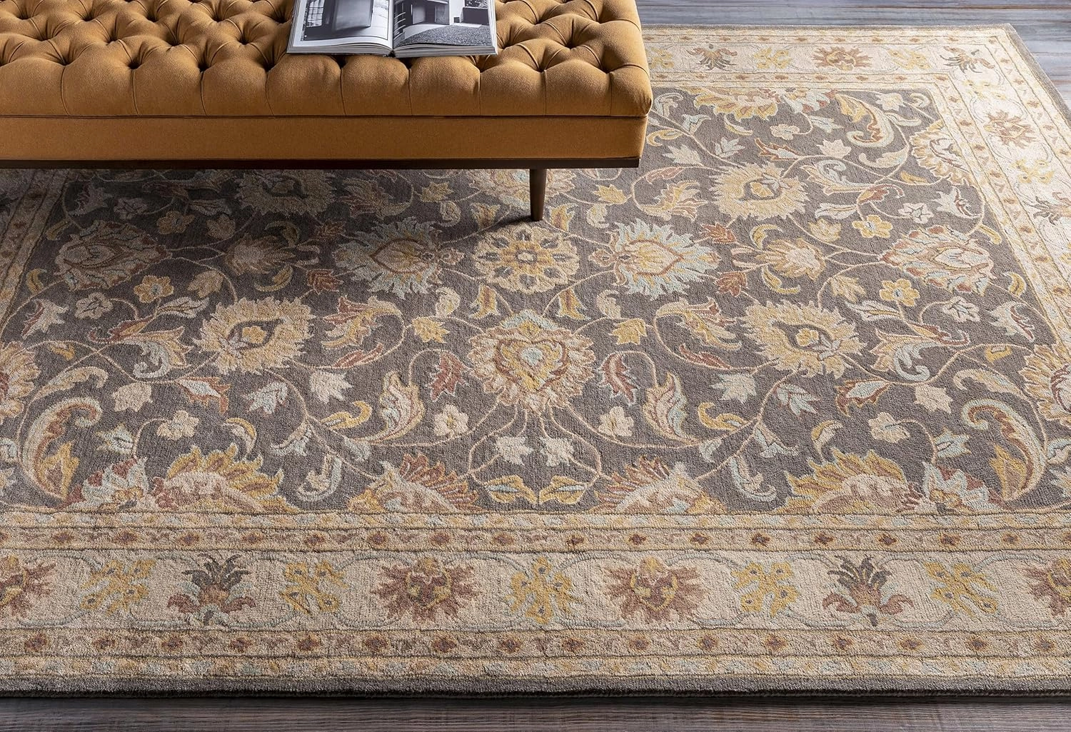 Mark&Day Wool Rugs, 5x8 Paris Traditional Khaki Area Rug, Brown White Beige Carpet for Living Room, Bedroom or Kitchen (5' x 8')