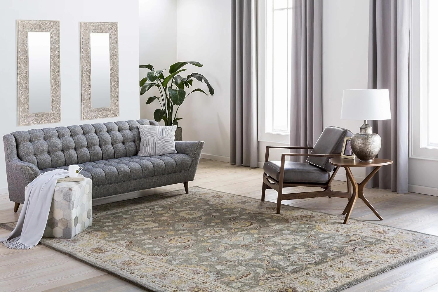 Mark&Day Wool Rugs, 5x8 Paris Traditional Khaki Area Rug, Brown White Beige Carpet for Living Room, Bedroom or Kitchen (5' x 8')