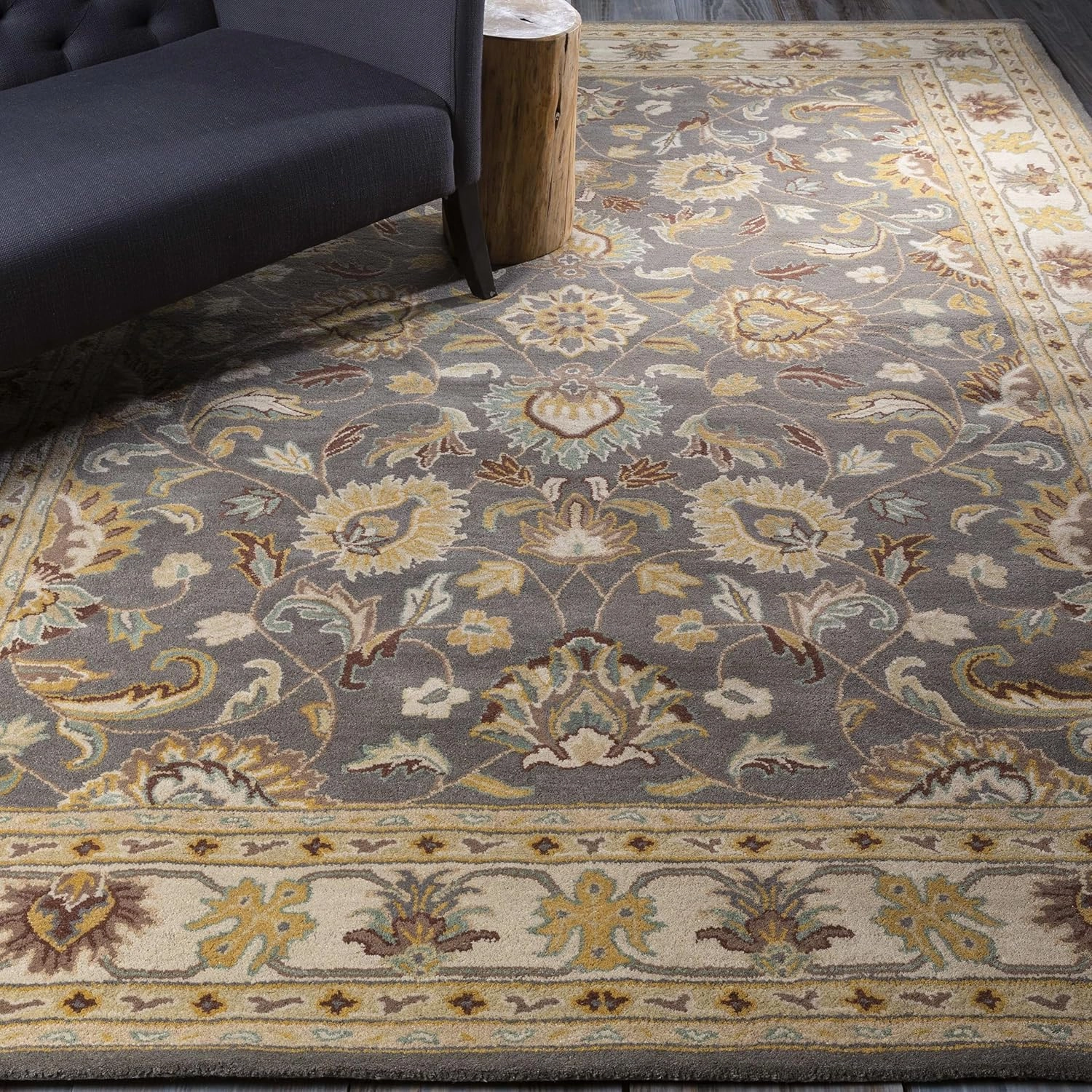 Mark&Day Wool Rugs, 5x8 Paris Traditional Khaki Area Rug, Brown White Beige Carpet for Living Room, Bedroom or Kitchen (5' x 8')