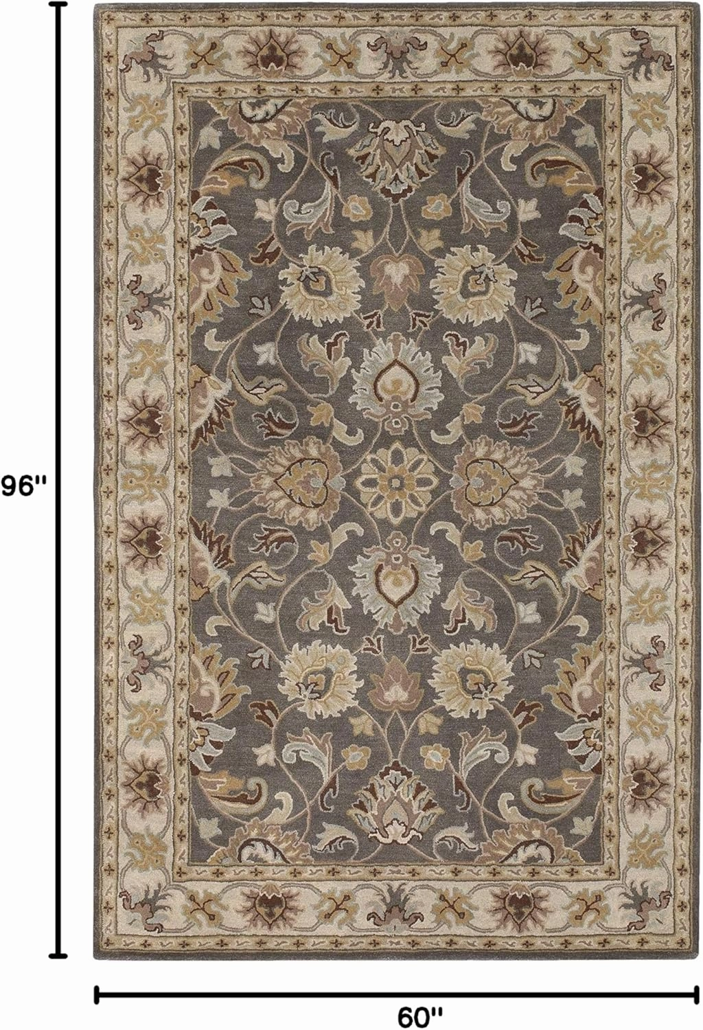 Mark&Day Wool Rugs, 5x8 Paris Traditional Khaki Area Rug, Brown White Beige Carpet for Living Room, Bedroom or Kitchen (5' x 8')