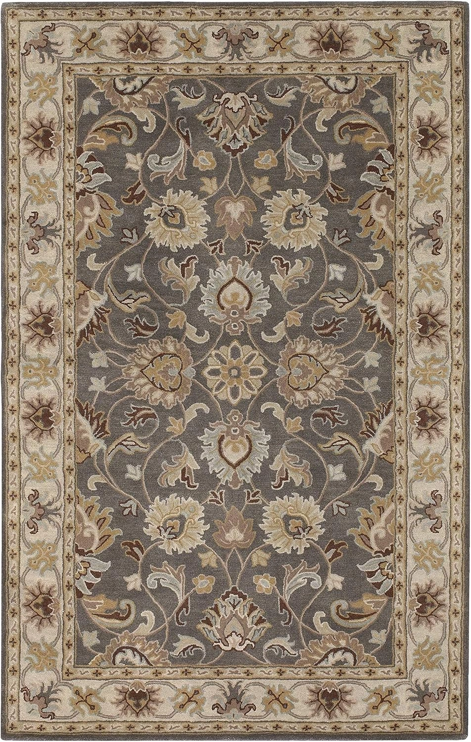 Mark&Day Wool Rugs, 5x8 Paris Traditional Khaki Area Rug, Brown White Beige Carpet for Living Room, Bedroom or Kitchen (5' x 8')
