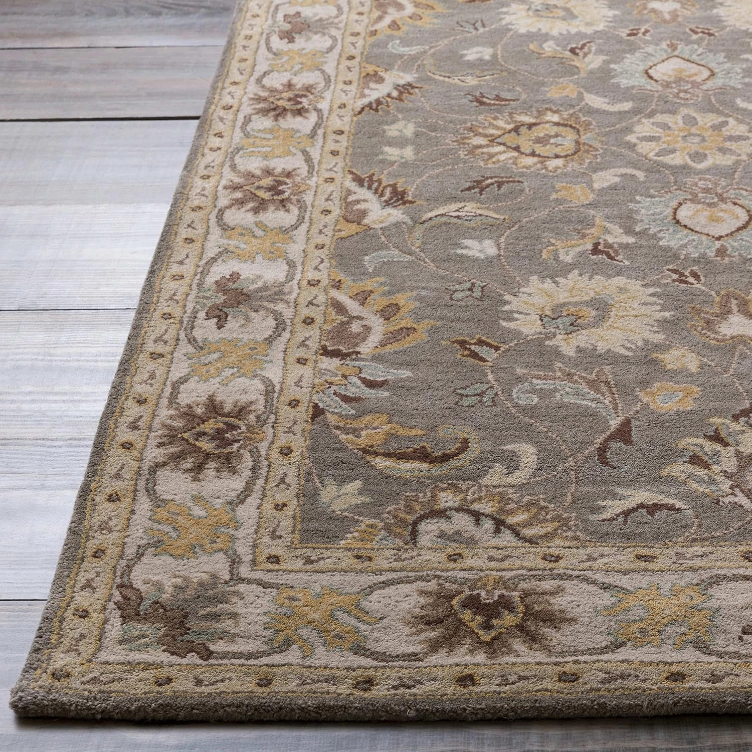 Mark&Day Wool Rugs, 5x8 Paris Traditional Khaki Area Rug, Brown White Beige Carpet for Living Room, Bedroom or Kitchen (5' x 8')
