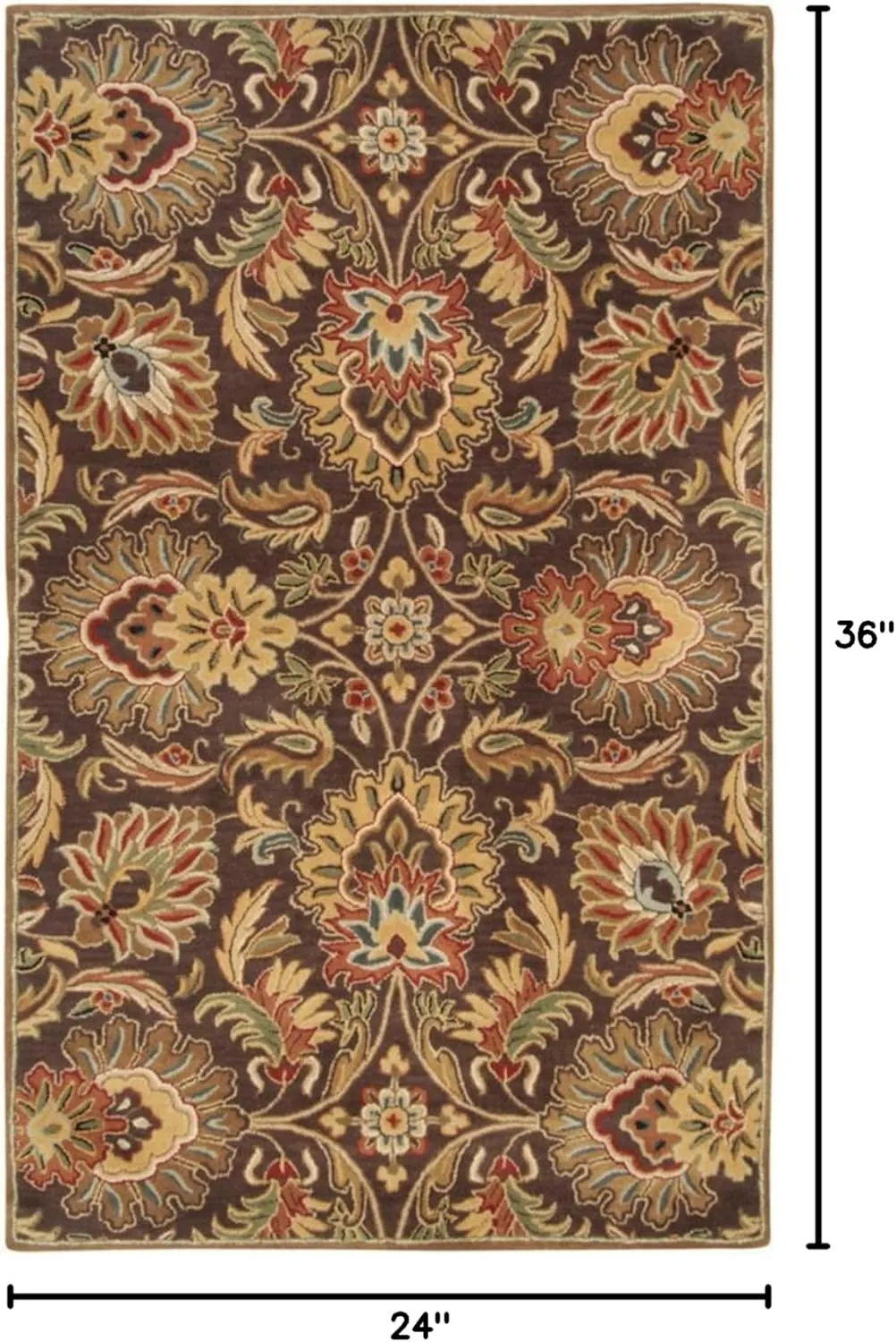 Mark&Day Wool Rugs, 2x3 Lyon Traditional Dark Brown Area Rug, Brown Beige Carpet for Living Room, Bedroom or Kitchen (2' x 3')
