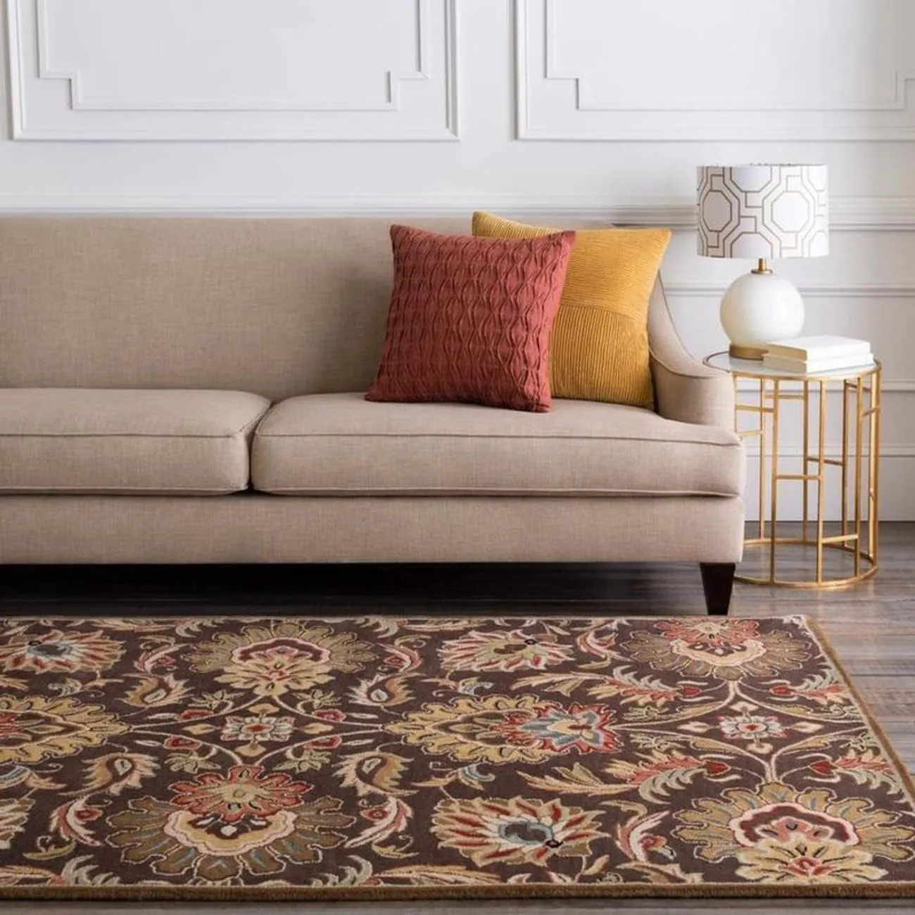 Mark&Day Wool Rugs, 2x3 Lyon Traditional Dark Brown Area Rug, Brown Beige Carpet for Living Room, Bedroom or Kitchen (2' x 3')