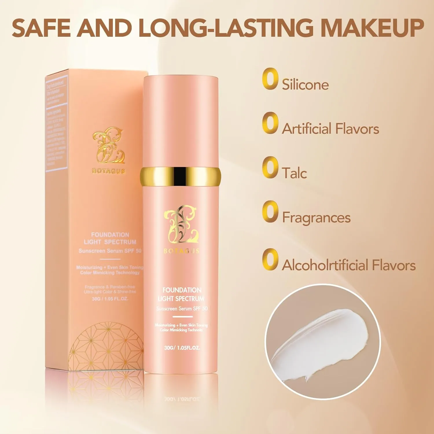 Match Cosmetics Foundation 4 in 1-Light Spectrum,4 in 1 Cosmetics Foundation Liquid with SPF 50 , Concealer Cosmetic Lightweight Makeup, Longwearing & Waterproof for Makeup