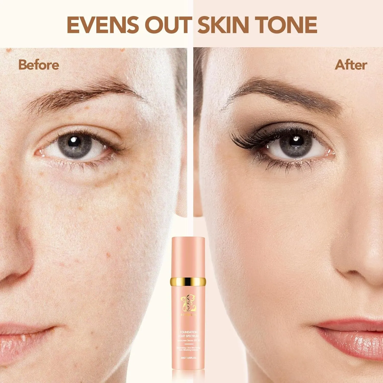 Match Cosmetics Foundation 4 in 1-Light Spectrum,4 in 1 Cosmetics Foundation Liquid with SPF 50 , Concealer Cosmetic Lightweight Makeup, Longwearing & Waterproof for Makeup