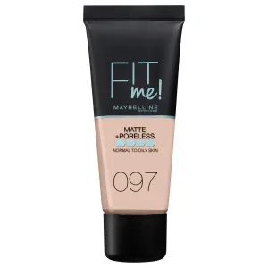 Maybelline Fit Me Foundation, Medium Coverage, Blendable With a Matte and Poreless Finish, For Normal to Oily Skin, Shade: 097 Natural Porcelain, 30ml