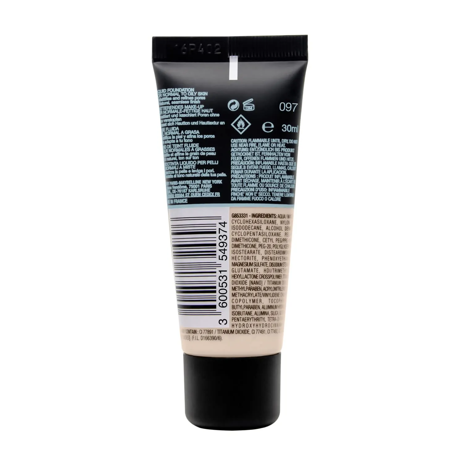 Maybelline Fit Me Foundation, Medium Coverage, Blendable With a Matte and Poreless Finish, For Normal to Oily Skin, Shade: 097 Natural Porcelain, 30ml