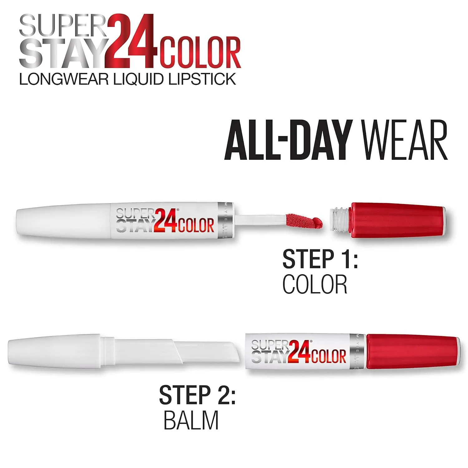 Maybelline New York Superstay 24, 2-step Lipcolor, Non-Stop Orange