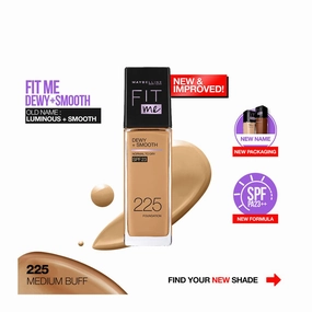 Maybelline New York Fit Me Dewy   Smooth Liquid Foundation, Spf 30 225 Medium Buff, 30Ml