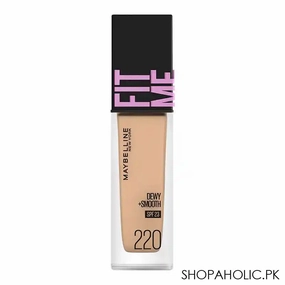 Maybelline New York Fit Me Dewy   Smooth SPF 30 Foundation Pump, 220 Natural Beige, 30ml