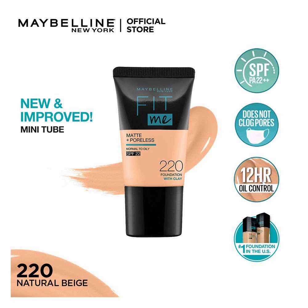 Maybelline New York Fit Me Matte   Poreless Liquid Foundation, 220, Natural Beige