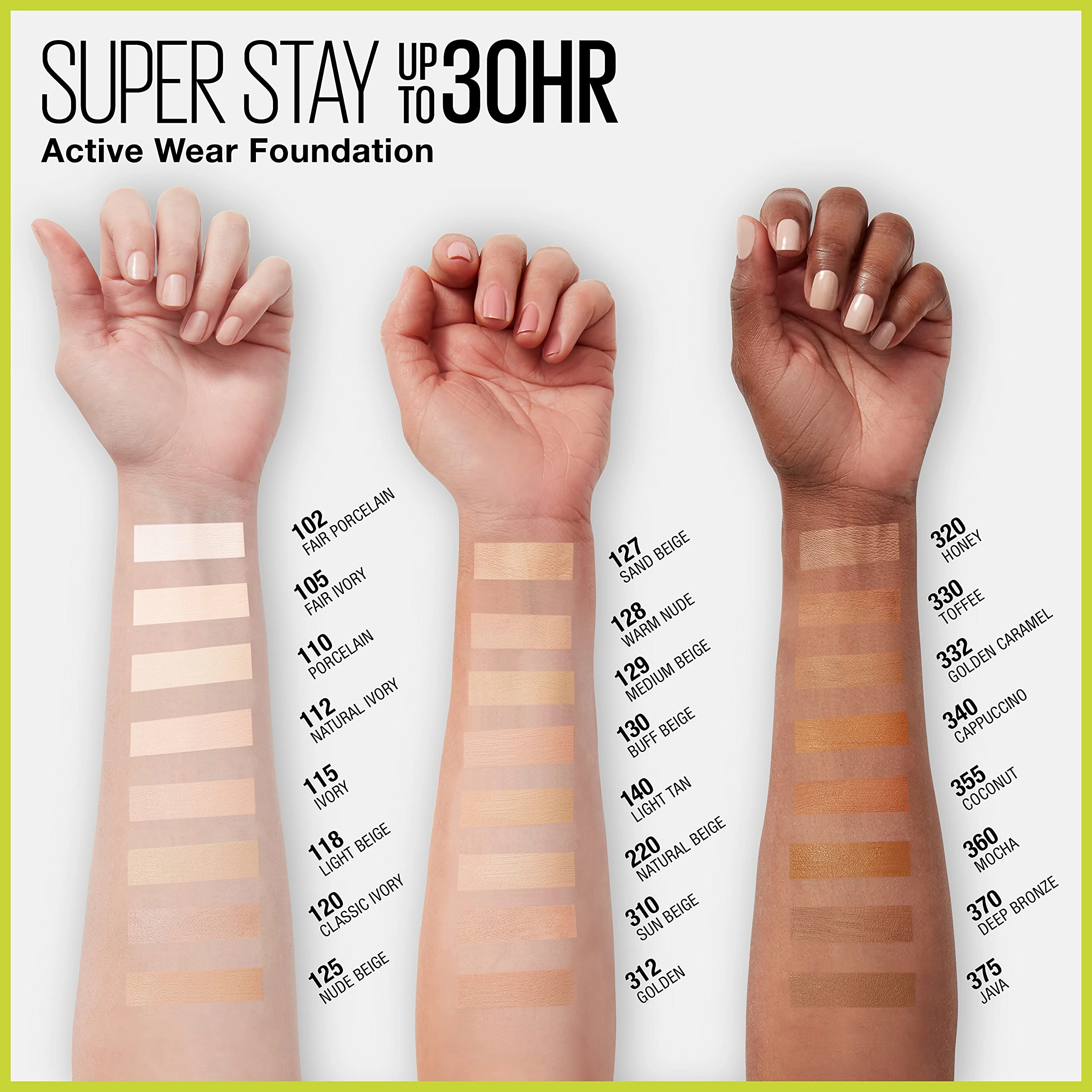 Maybelline New York Super Stay Full Coverage Liquid Foundation Makeup, 332 Golden Caramel, 1 Fl Oz