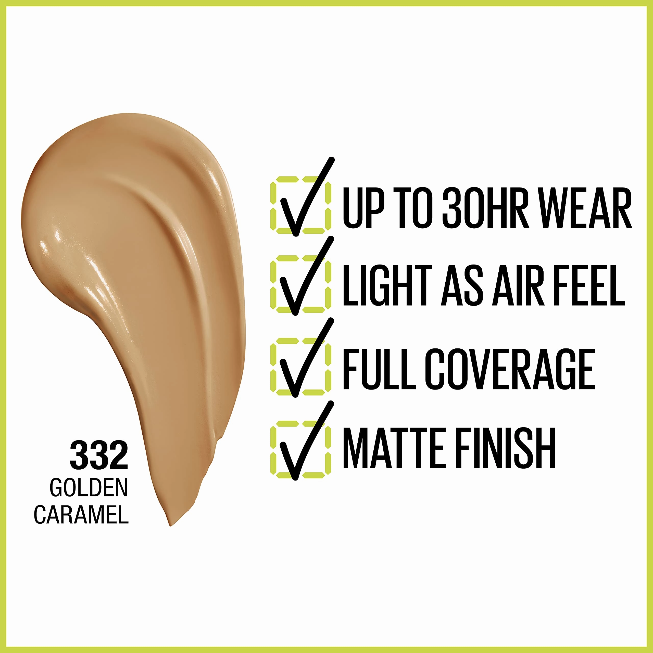 Maybelline New York Super Stay Full Coverage Liquid Foundation Makeup, 332 Golden Caramel, 1 Fl Oz