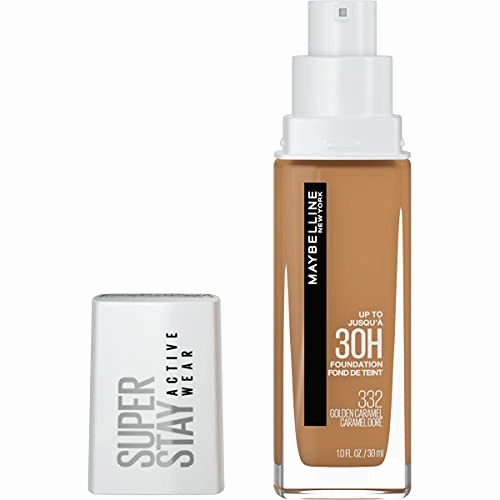Maybelline New York Super Stay Full Coverage Liquid Foundation Makeup, 332 Golden Caramel, 1 Fl Oz