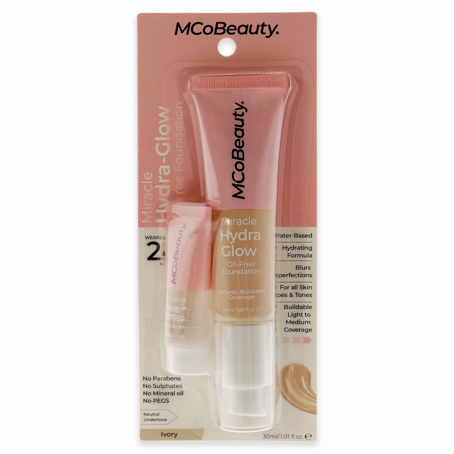 MCoBeauty Miracle Hydra Glow Oil-Free Foundation - Corrects Skin Tone And Blurs Imperfections - Lightweight, Buildable Coverage - Hydrates And Nourishes - Luminous Complexion - Ivory - 1 Oz