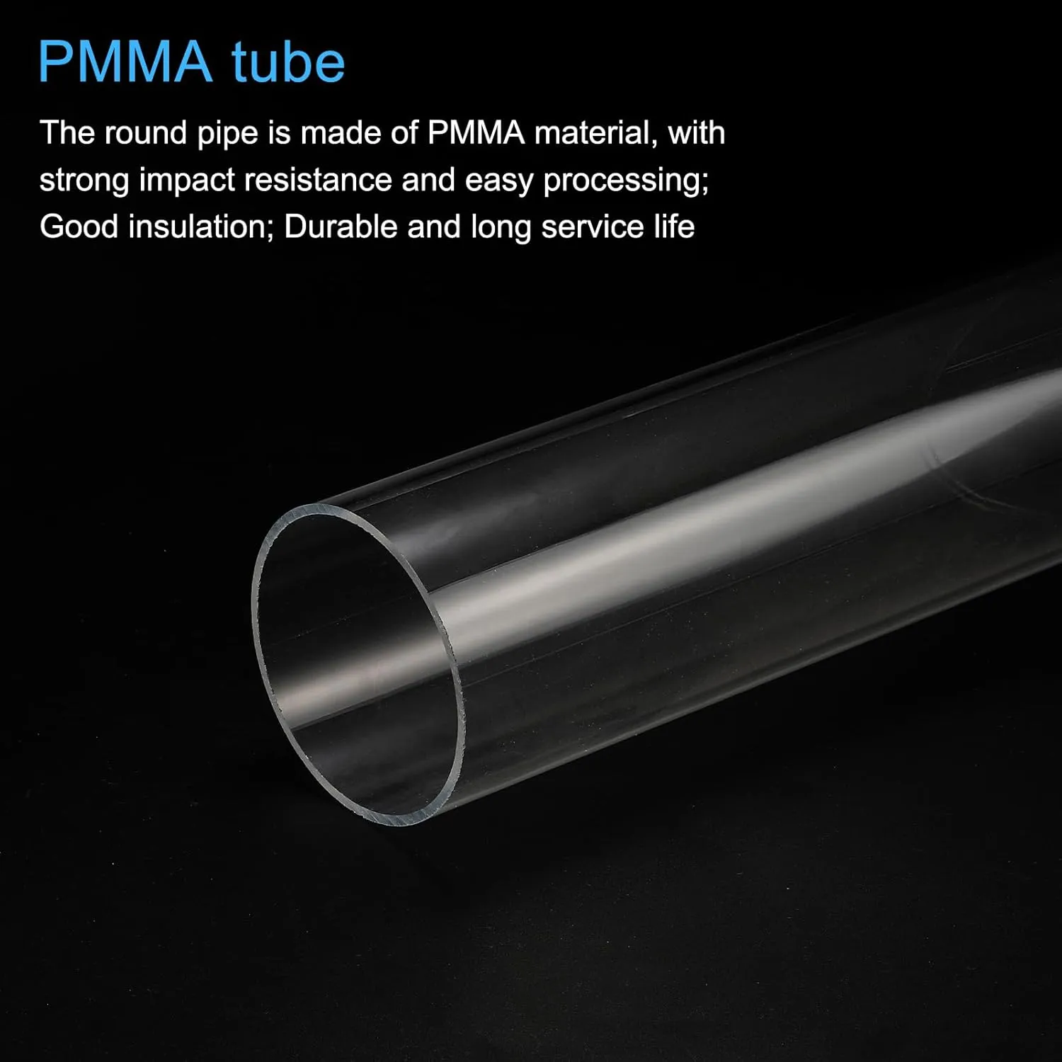 MECCANIXITY Acrylic Pipe Clear Rigid Round Tube 56mm(2 3/16") ID 60mm(2 3/8") OD 10" for Lamps and Lanterns, Water Cooling System