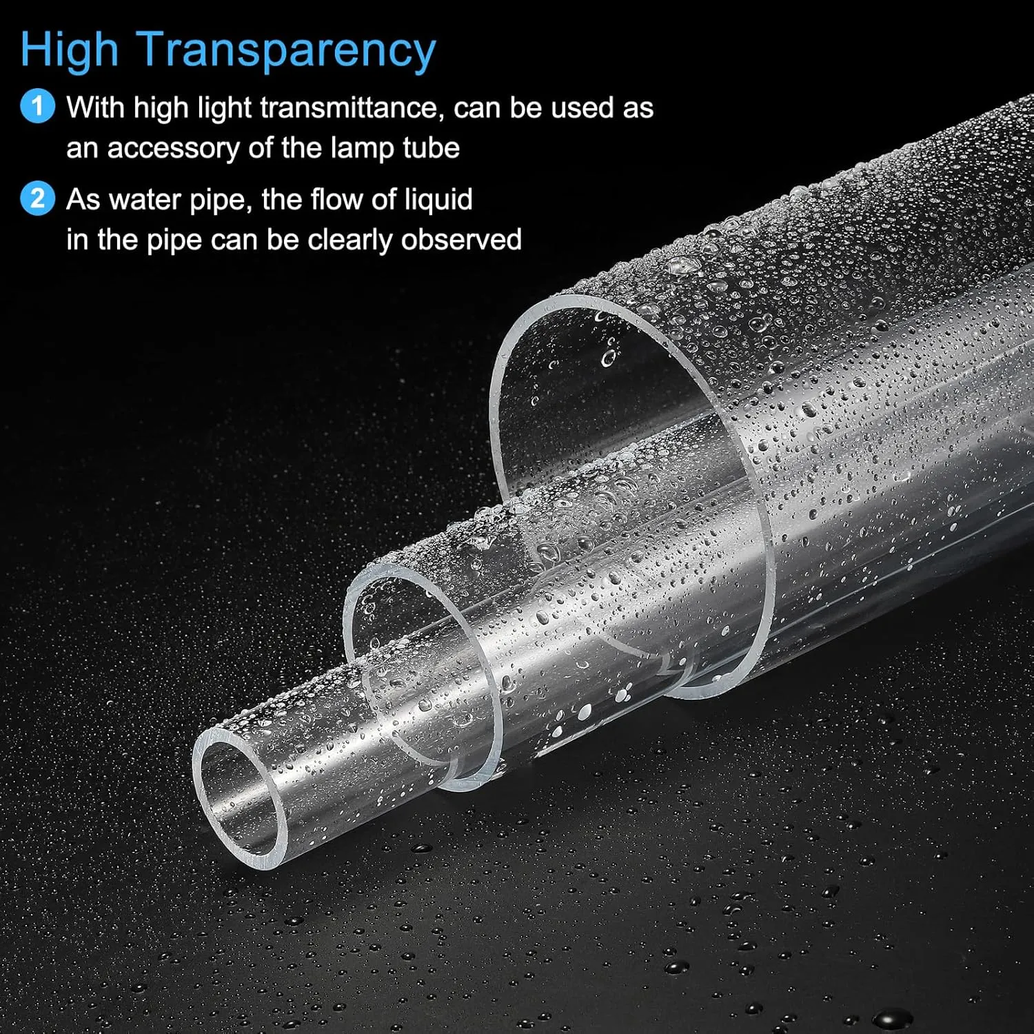 MECCANIXITY Acrylic Pipe Clear Rigid Round Tube 56mm(2 3/16") ID 60mm(2 3/8") OD 10" for Lamps and Lanterns, Water Cooling System