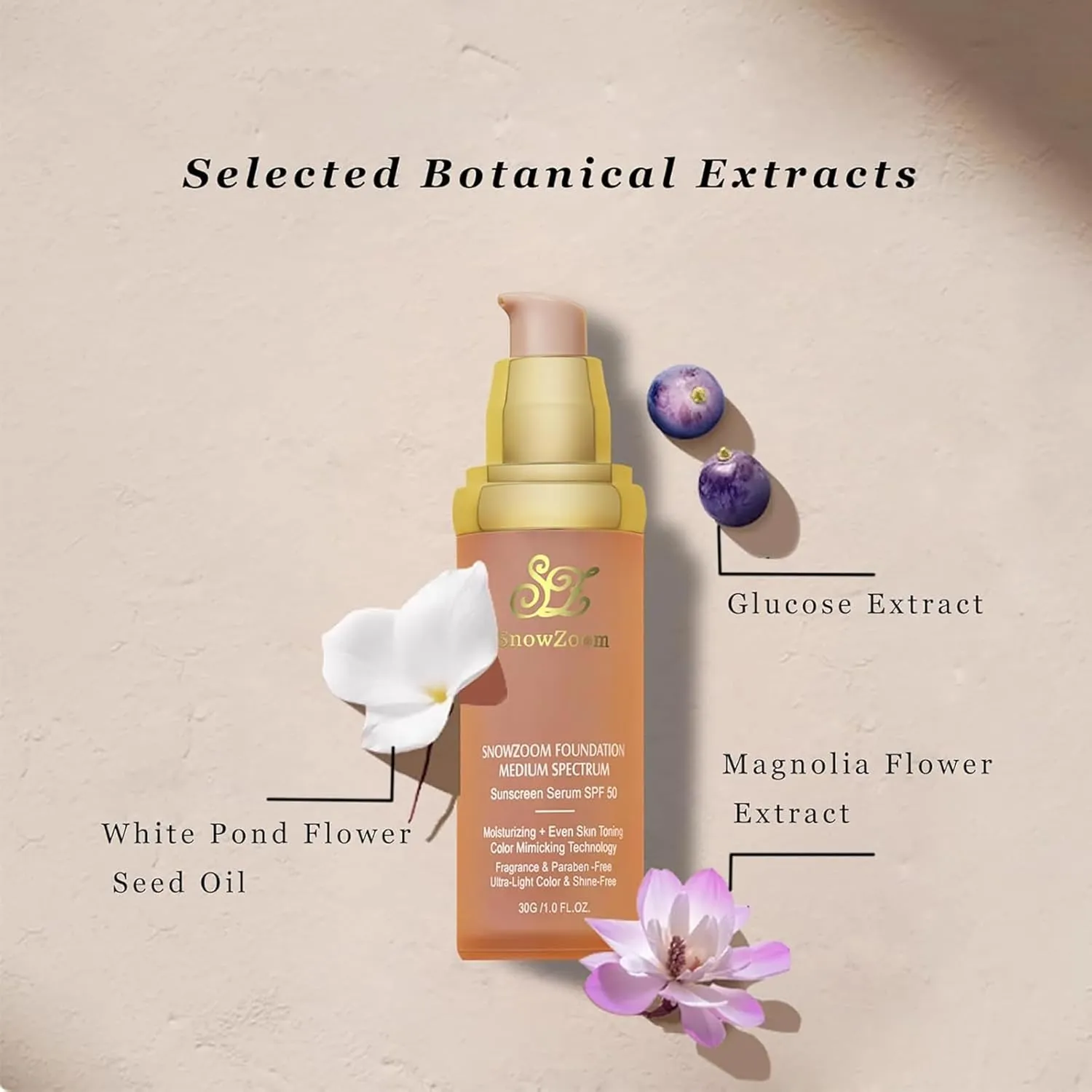 Medium/Light Spectrum-Color Changing Foundation 4 in 1 -with SPF 50 ,Hydrating Longwearing & Waterproof，Makeup Care (Deep Natural -for darker skinned people, 1.2oz)