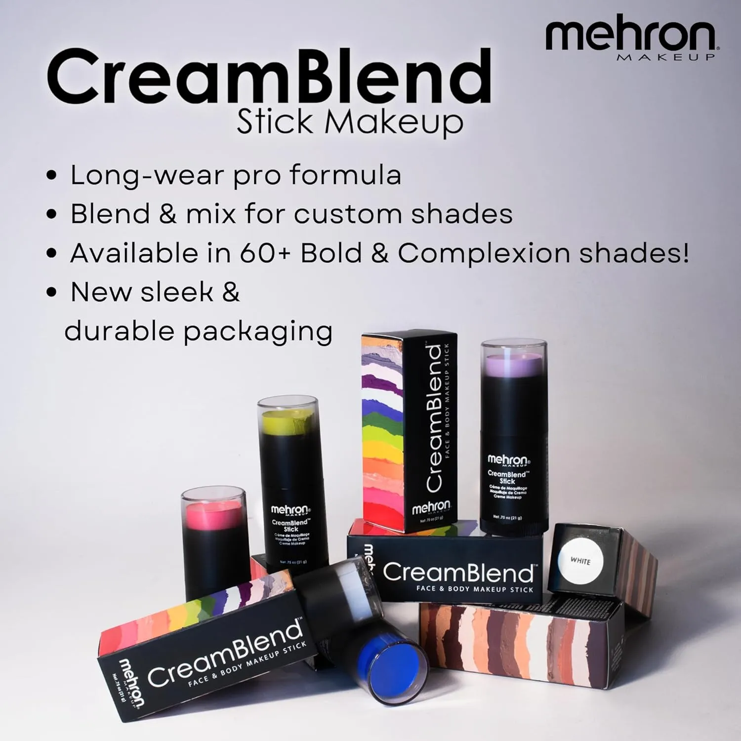 Mehron Makeup CreamBlend Stick | Face Paint, Body Paint, & Foundation Cream Makeup | Body Paint Stick Perfect for Halloween .75 oz (21 g) (Medium 2)