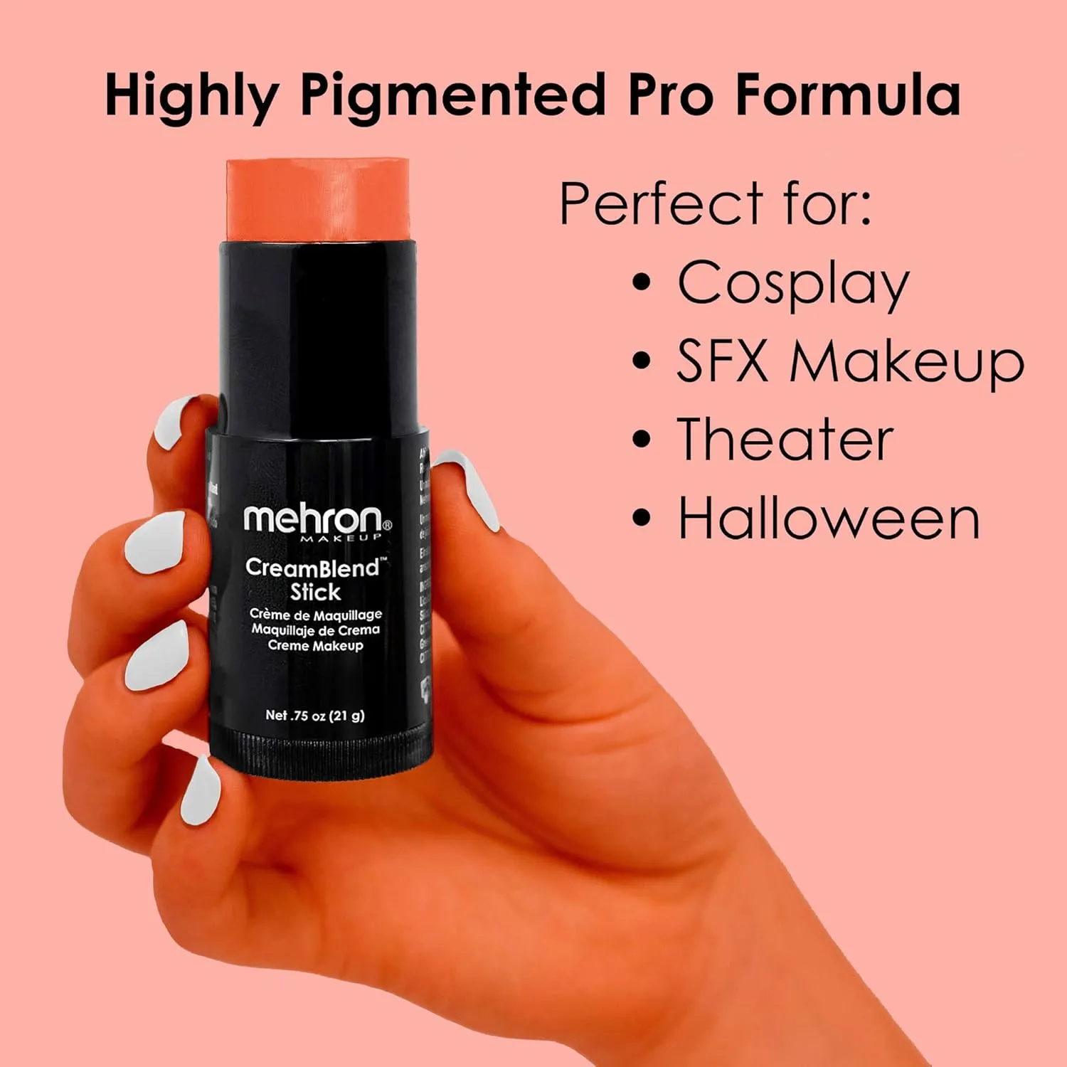 Mehron Makeup CreamBlend Stick | Face Paint, Body Paint, & Foundation Cream Makeup | Perfect for Halloween .75 oz (21 g) (Auguste)