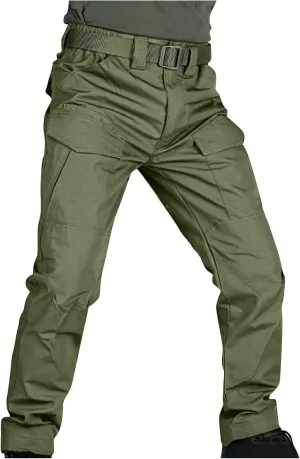 Men's Combat Cargo Pants Water-Proof Stretch Tactical Hiking Trousers Outdoor Cozy Straight Cut Tooling Work Pants