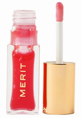 MERIT Shade Slick Tinted Lip Oil, Hydrating Lip Gloss with Squalane, Non-Sticky Formula, Maraschino - sheer red