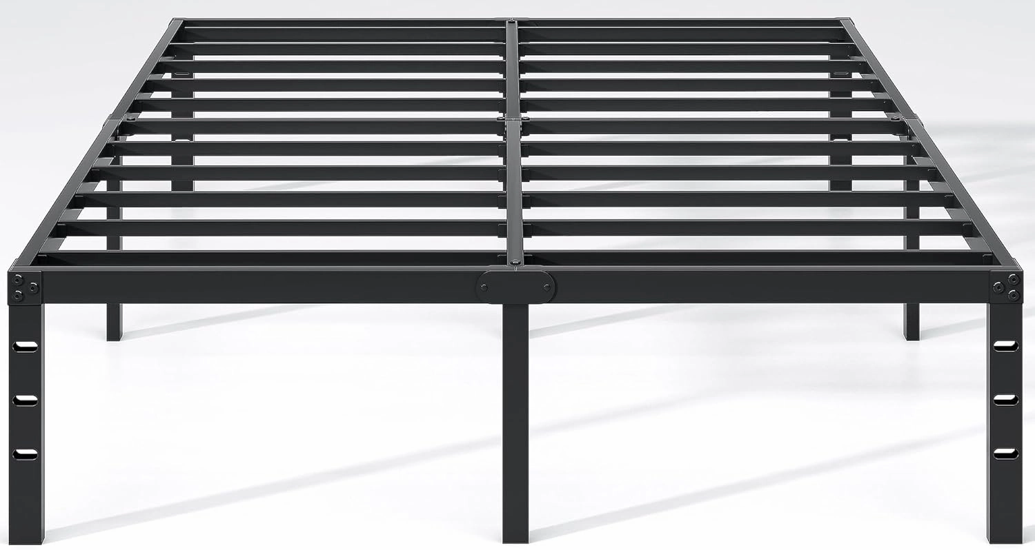 Metal Bed Frame,Full Size Bed Frame with Storage Space,Heavy Duty Sturdy Mattress Foundation,Easy Assembly,No Box Spring Needed, Black,16 Inch,Full