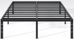Metal Bed Frame,Full Size Bed Frame with Storage Space,Heavy Duty Sturdy Mattress Foundation,Easy Assembly,No Box Spring Needed, Black,16 Inch,Full