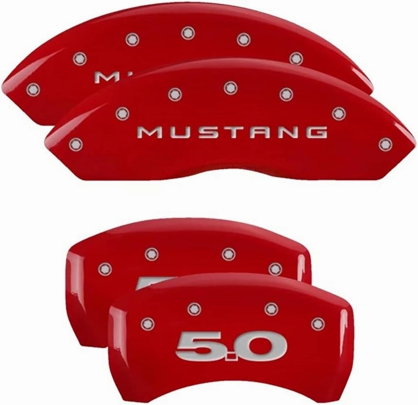 MGP Caliper Covers - Brake Caliper Covers 2010-2014 Ford Mustang - Front and Rear Set - Red