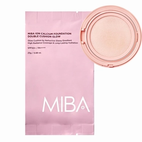 MIBA Ion Calcium Foundation Double Cushion Glow 25 g / 0.88 oz Big Cushion SEASON 3. Long Lasting Cover Effect. Moisture glow. Skin tightening relief. Smooth adhesion. (#23 Rosy Beige Refill)