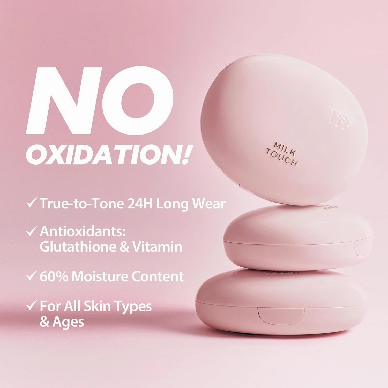milktouch Cushion Foundation, 24H Flawless Skin, Radiant Shine, No Oxidation, Long-Lasting, Non-Creasing, 60% Hydrating Skincare Infused Korean Foundation, Valentines Gifts (30C Toffee)