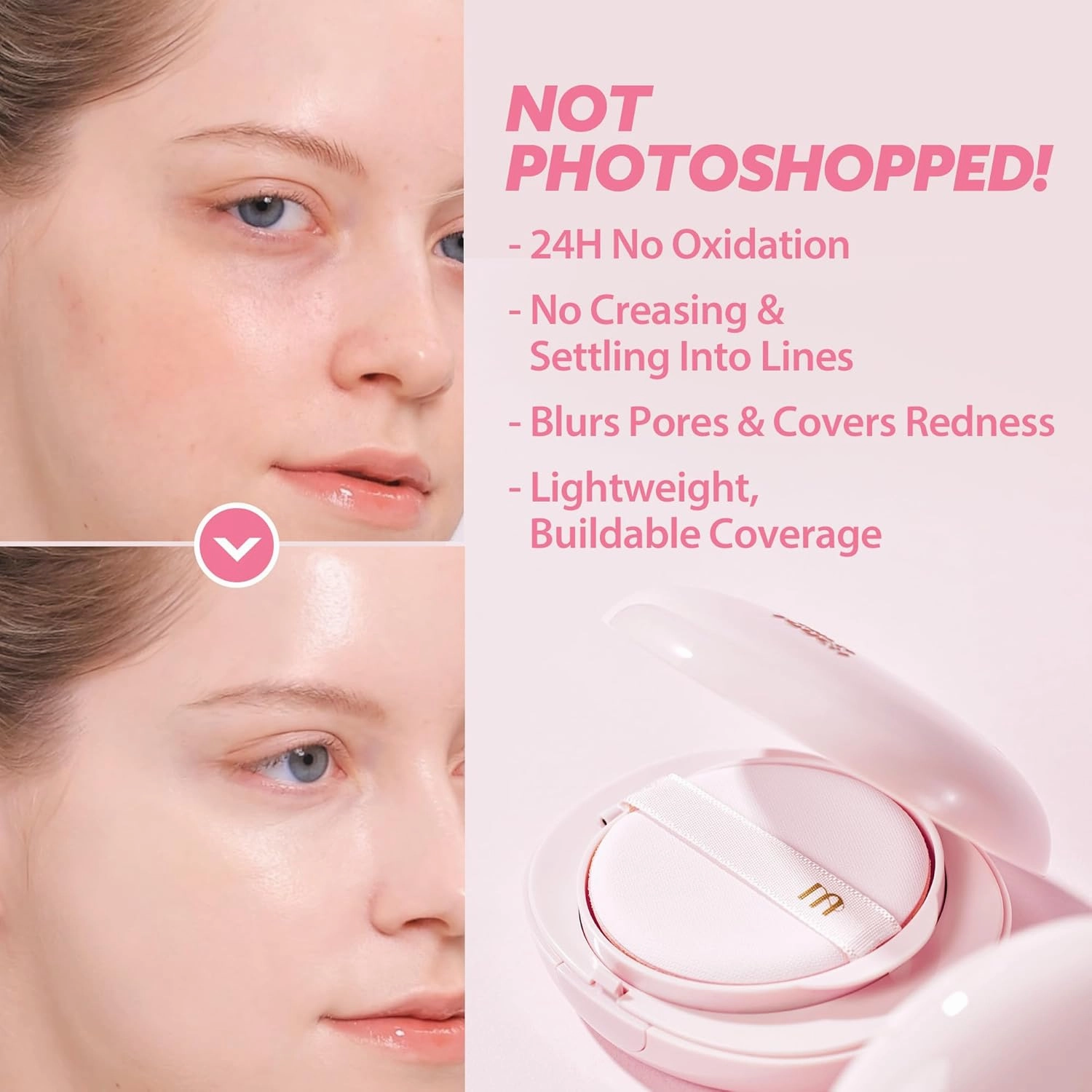 milktouch Cushion Foundation, 24H Flawless Skin, Radiant Shine, No Oxidation, Long-Lasting, Non-Creasing, 60% Hydrating Skincare Infused Korean Foundation, Valentines Gifts (30C Toffee)