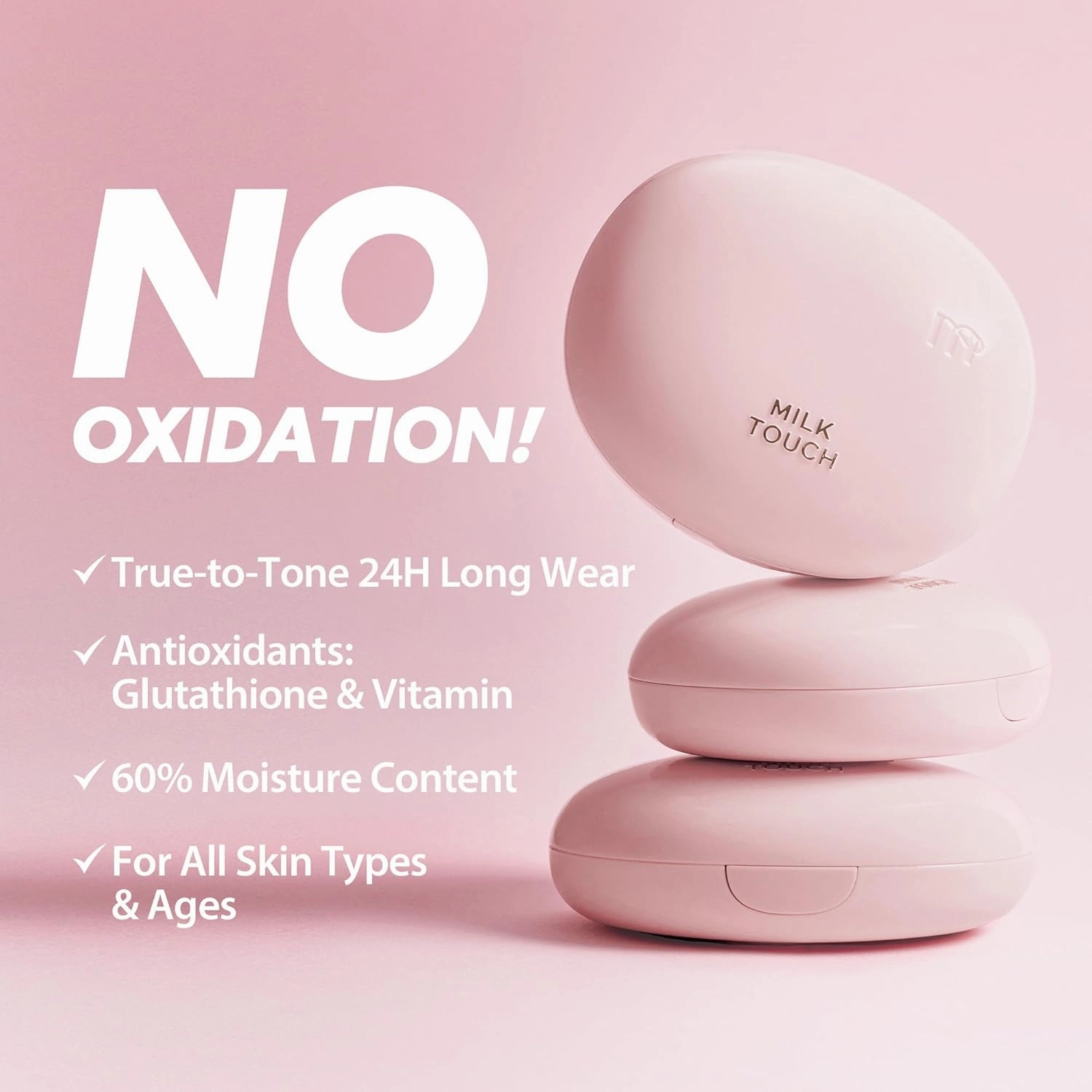 milktouch Cushion Foundation, 24H Flawless Skin, Radiant Shine, No Oxidation, Long-Lasting, Non-Creasing, 60% Hydrating Skincare Infused Korean Foundation, Valentines Gifts (30N Hazel)