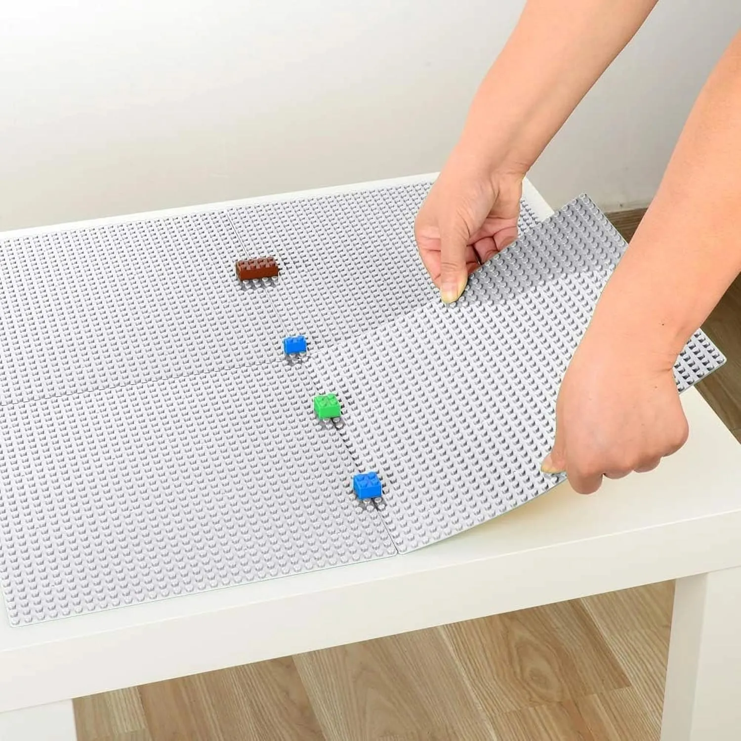 MIMAX Peel-and-Stick Baseplates 8PCS (10"x10"), Toy Building Brick Blocks Base Plates, Self Adhesive Baseplate for All Major Brands, Build On Table Wall (White)
