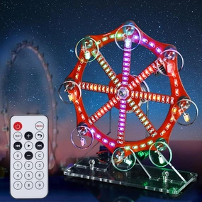 MiOYOOW SMD DIY Ferris Wheel Model, Colorful LED Lights SMT Soldering Practice Kit, Rotating LED Ferris Wheel Electronics Project Kit for DIY Enthusiasts, College Education