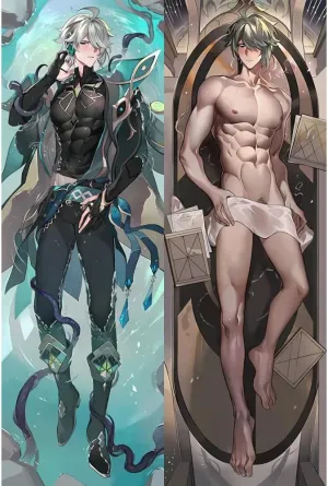 MISAKI1987 Genshin Impact Alhaitham Anime Dakimakura Hugging Body Pillow Case Covers 150cm X 50cm (Peach Skin)
