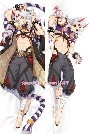 MISAKI1987 Genshin Impact Arataki Itto Anime Dakimakura Hugging Body Pillow Case Cover 150cm X 50cm Peach Skin