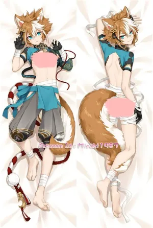 MISAKI1987 Genshin Impact Gorou Anime Dakimakura Hugging Body Pillow Case Covers 150cm X 50cm Peach Skin