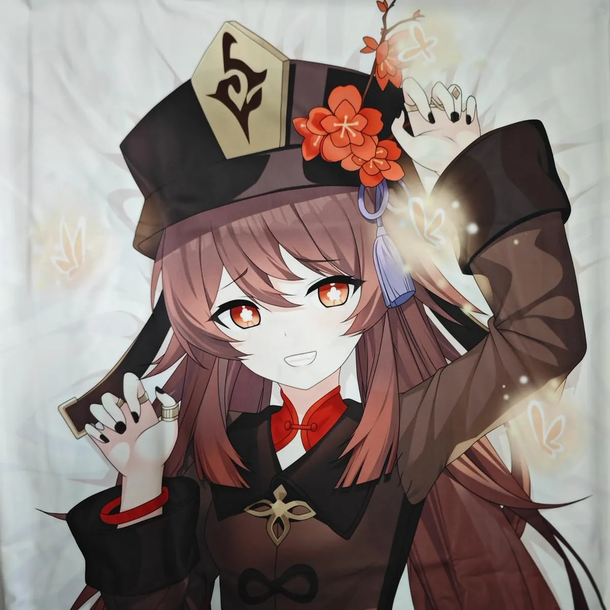 MISAKI1987 Genshin Impact Hu Tao Anime Girl Dakimakura Hugging Body Pillow Case Cover 150cm X 50cm (Peach Skin)