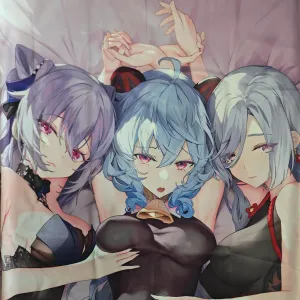 MISAKI1987 Genshin Impact Keqing Ganyu Shenhe Anime Girl Dakimakura Hugging Body Pillow Cover Case 150cm X 50cm Peach Skin