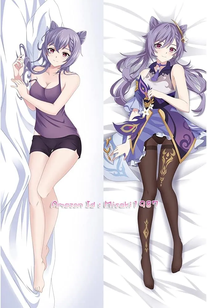 MISAKI1987 Genshin Impact Keqing Kokusei Anime Girl Dakimakura Hugging Body Pillow Cover Case 150cm X 50cm Peach Skin