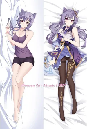 MISAKI1987 Genshin Impact Keqing Kokusei Anime Girl Dakimakura Hugging Body Pillow Cover Case 150cm X 50cm Peach Skin