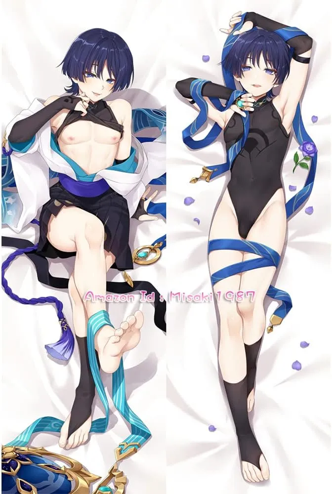 MISAKI1987 Genshin Impact Wanderer Anime Dakimakura Hugging Body Pillow Case Cover 150cm X 50cm Peach Skin (B)