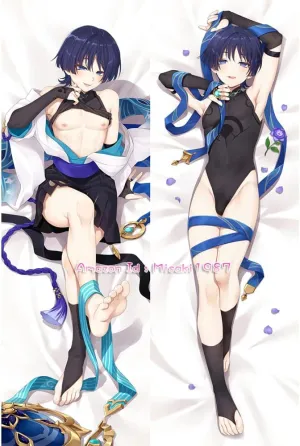 MISAKI1987 Genshin Impact Wanderer Anime Dakimakura Hugging Body Pillow Case Cover 150cm X 50cm Peach Skin (B)